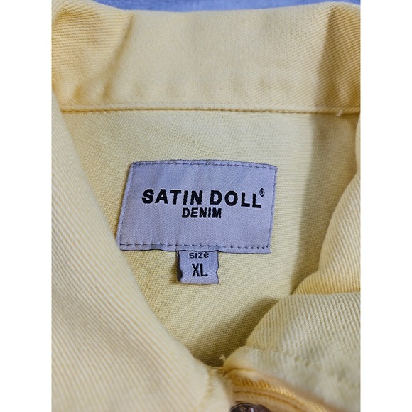 Satin Doll‎ Denim Jean Jacket Women's Teen Size XL Yellow Western Casual Sporty - Picture 3 of 14